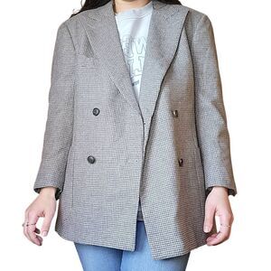 Suitsupply Blazer Women's Large Wool Cashmere Houndstooth Double Breasted